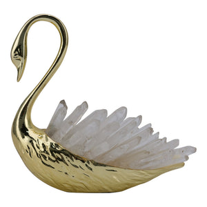 EV22071-01 6"cascade Crystal Sitting Swan With Curved Neck