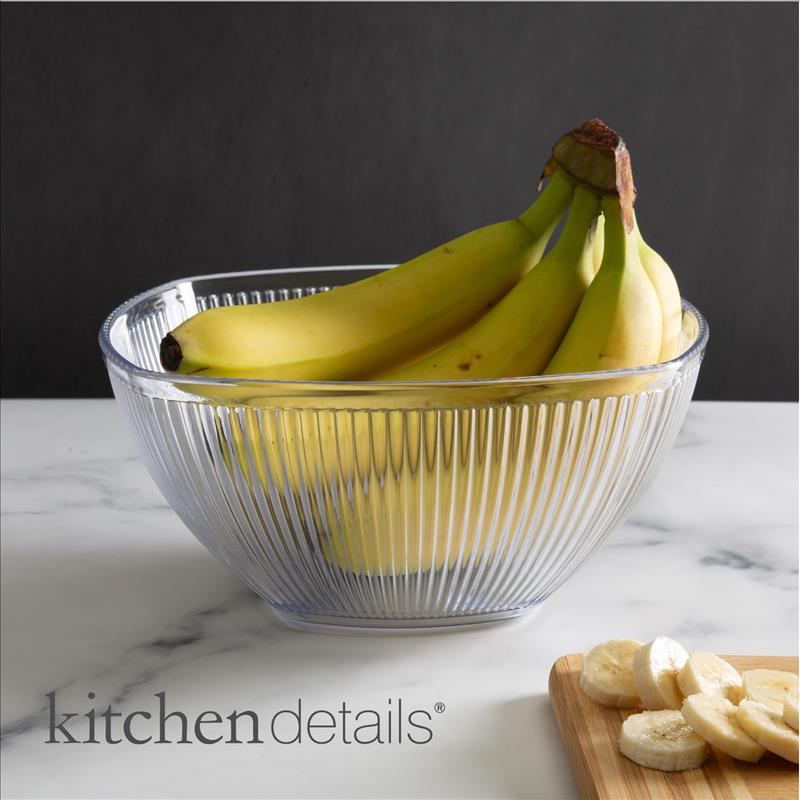 Square Ribbed Acrylic Bowl 3.35LT.- Asst Smoke Gray & Clear