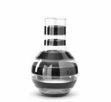 18649B 18.75 Inch Black & Gray Striped Clear Glass Long Neck Vase