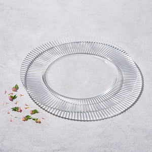 VD-1309-CL Forest, Ribbed Glass Charger, Clear, 13"
