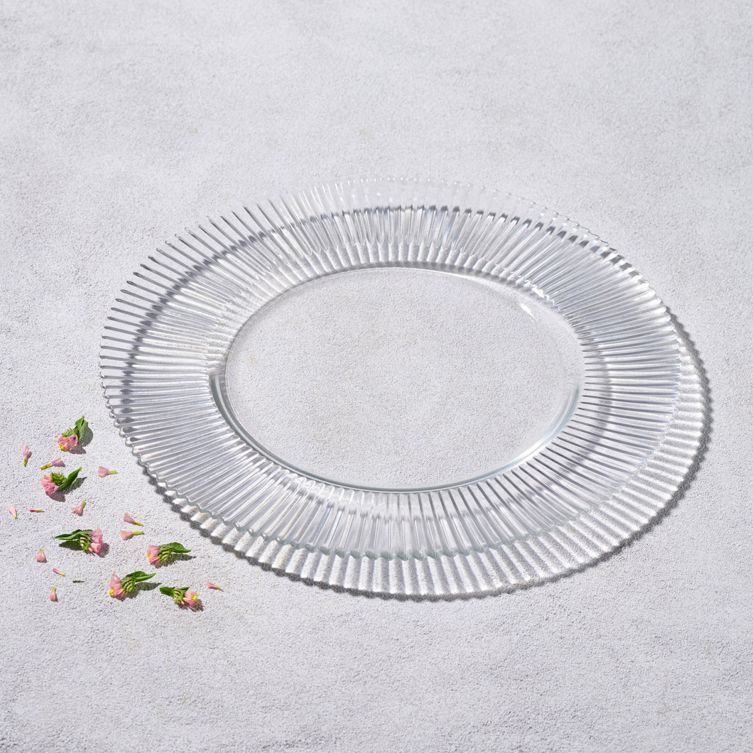 VD-1309-CL Forest, Ribbed Glass Charger, Clear, 13