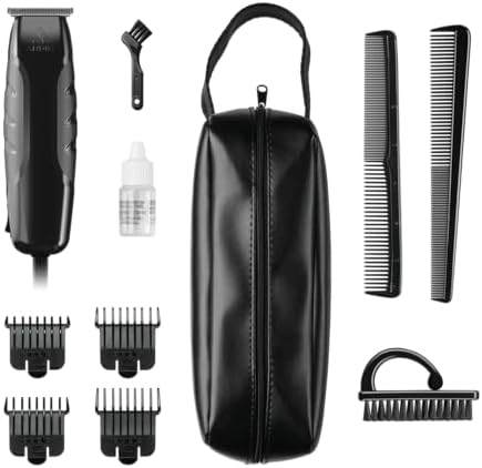 Andis 30285 Headliner 2, 11-Piece Hair Cutting Trimmer Kit, Carbon Steel T-Blade, Corded Electric, Black