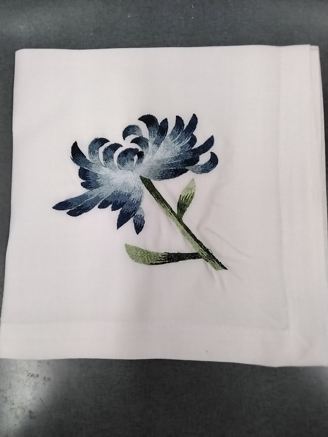 White With Blue Flower Napkin