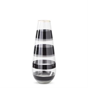 18649A-3 17.5 Inch Black & Gray Stiped Clear Glass Vase