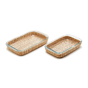 54356-1 Island Chic  Borosilicate Glass Baking Dish with Removable Hand-Woven Lattice (2.2L