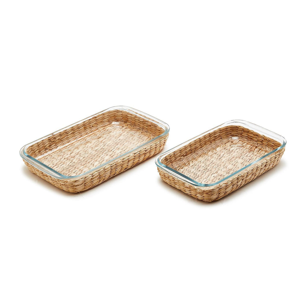 54356-1 Island Chic  Borosilicate Glass Baking Dish with Removable Hand-Woven Lattice (2.2L