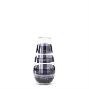 18649A-1 12 Inch Black & Gray Stiped Clear Glass Vase