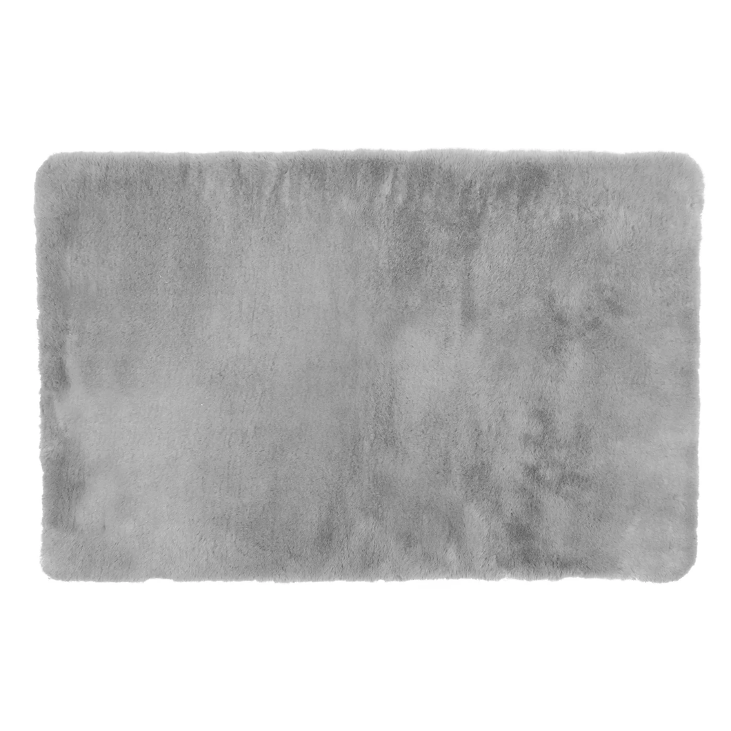 0383463 Luxurious Faux Fur Bath Mat Light Grey