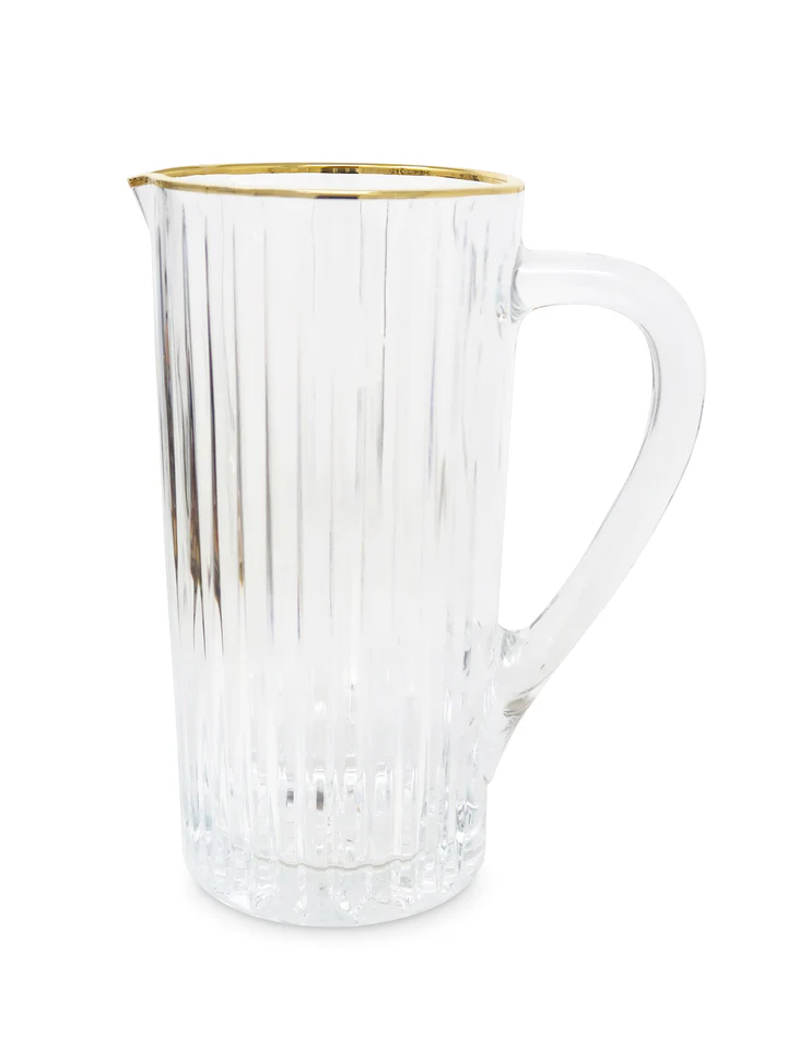 VPG4422 Pitcher with Linear Design and Gold Rim