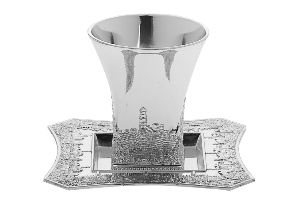811 KUDDISH CUP WITH TRAY SILVER PLATED JERUSALEM