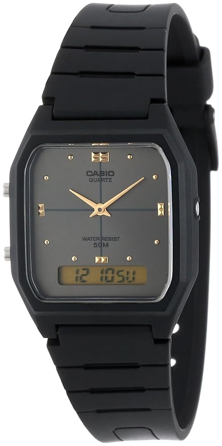 AW48HE-8A Casio Men s Analog-Digital Quartz Dual Time Black Resin Watch