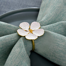 Load image into Gallery viewer, TAJ Designs Golden White Flower Napkin Ring
