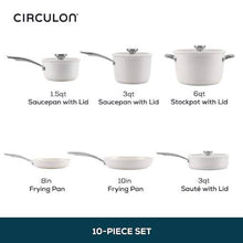Load image into Gallery viewer, Circulon 10-Piece Halo with LaserDefense Ceramic Nonstick Cookware Set in Pearl White
