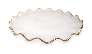 VC5151 White Alabaster Plates with Gold Ruffled Border