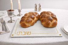Load image into Gallery viewer, TAJ Designs Classic Stripe  Leather Challah Board
