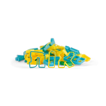 Load image into Gallery viewer, Alef Beth Baking Cutters 2&quot; Plastic Pink / Blue
