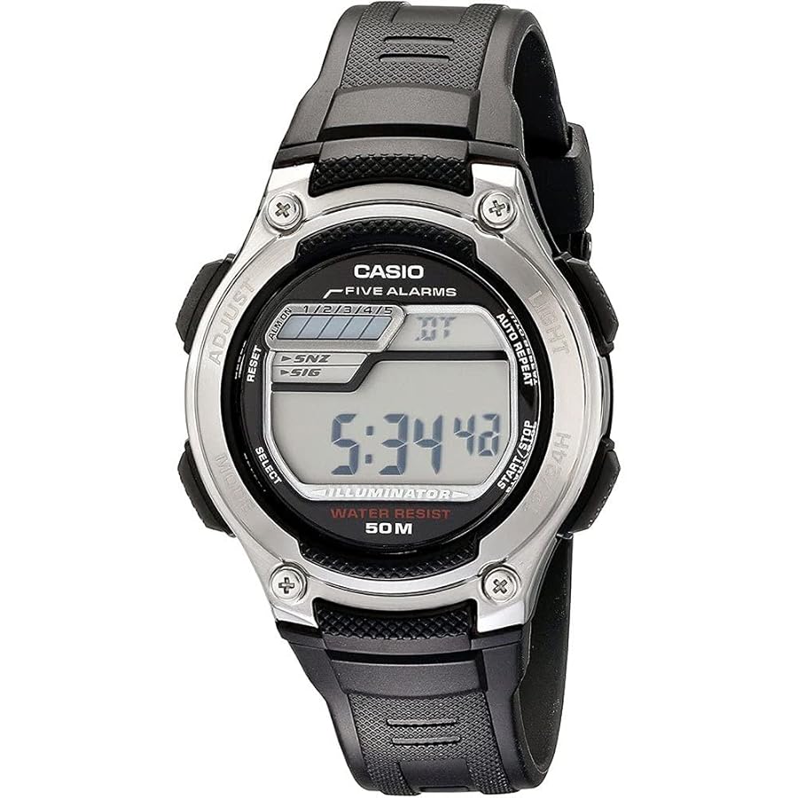 W212H-1AV Casio Men s Classic Digital Quartz 5-Yr Battery Black Resin Watch