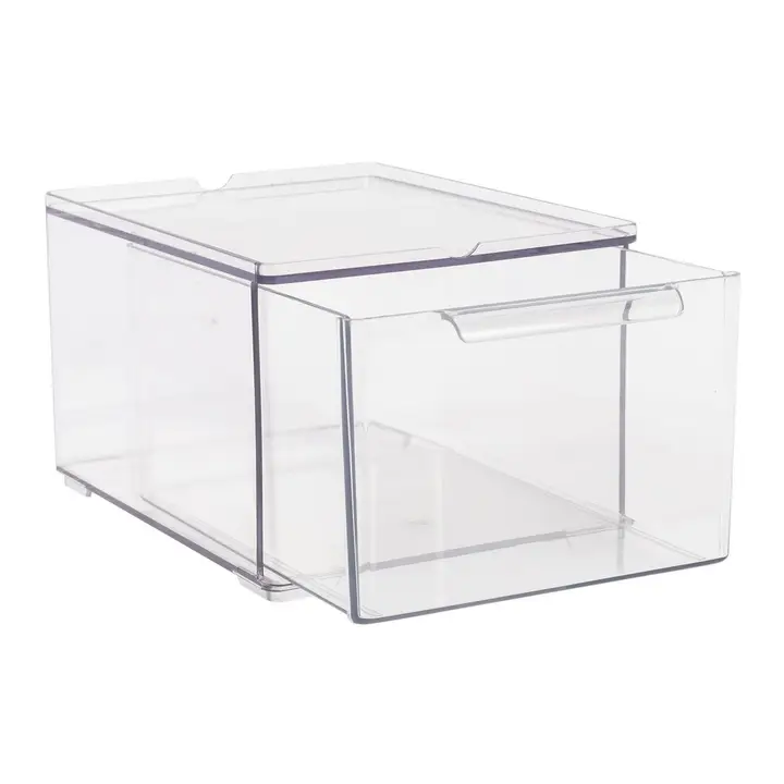 Clear Stackable Storage W Drawer, Bathroom Organizers