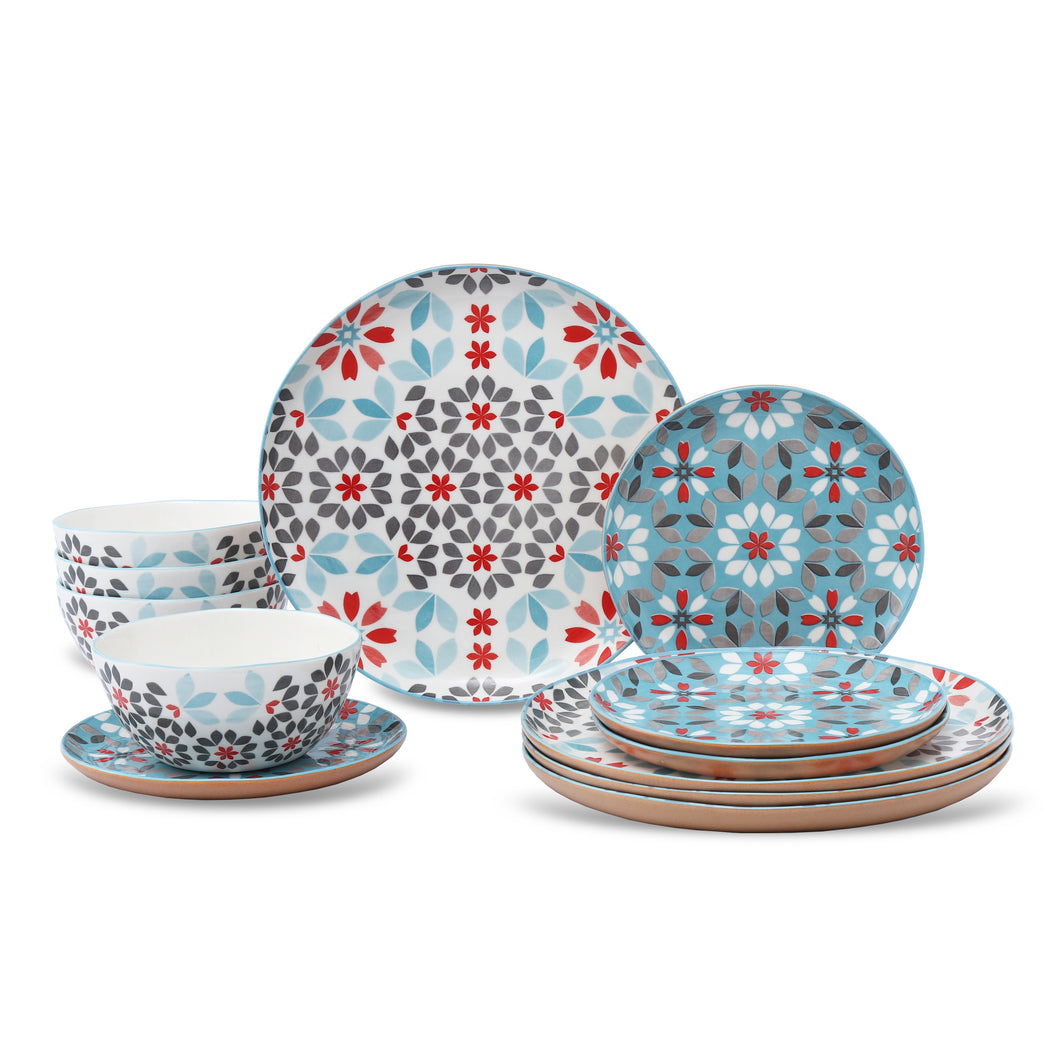 LH579 12 Piece Khaki Mix Match DInnerware Service For 4