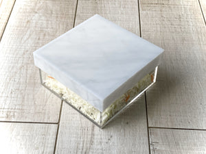 C883GML 8 Inch Square Covered Tray With White Marble Cover