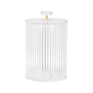 K-JKLM-CWHT Corrugated Lucite Cookie Jar with Leatherette Handle Medium