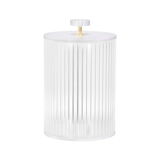 K-JKLM-CWHT Corrugated Lucite Cookie Jar with Leatherette Handle Medium
