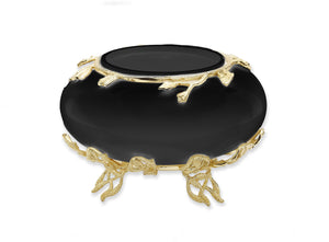 CRB2062B Black Glass Bowl with Gold Detail - 10"D x 6"H