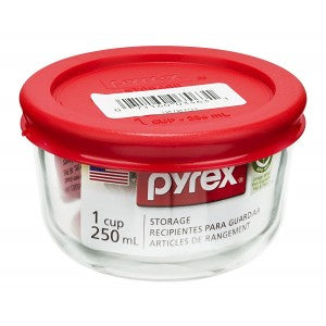 PYREX-ROUND-BAKE DISH-RED COV 1 Cup