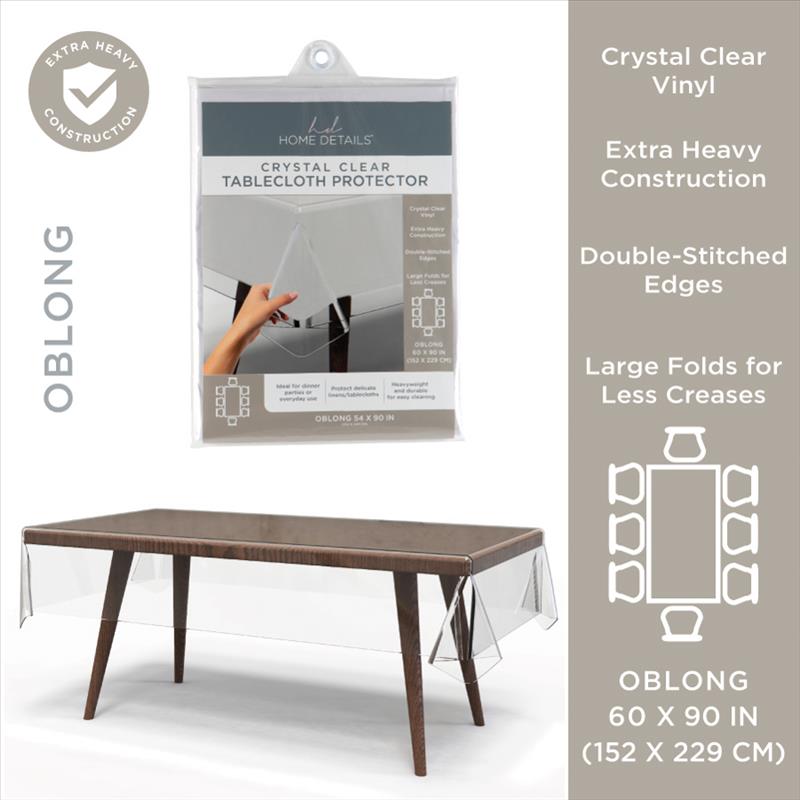 PremiumSuper Clear Table Cloth DPC 60x90 Oblong W. Overlock