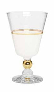 CWG3310W White Water Glasses with Gold Trim and Clear Stem