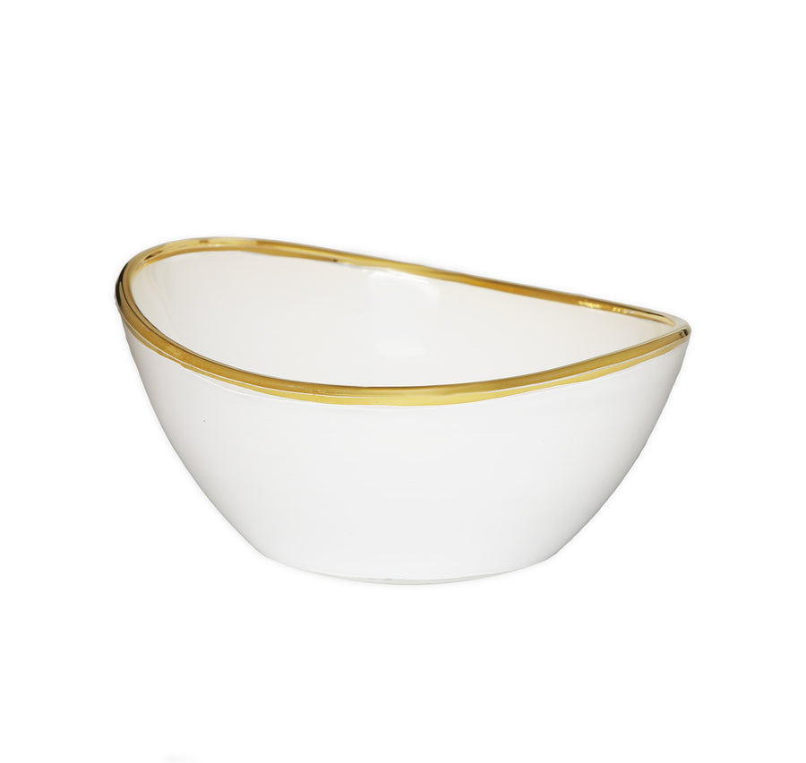 GDB3276W White Dessert Bowl with Gold Rim