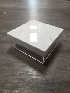 C883GML 8 Inch Square Covered Tray With White Marble Cover