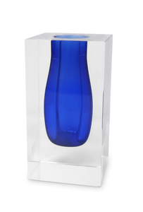 VV5047 Double Wall Crystal Bud Vase Blue Inner