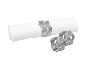 NR757 Silver Napkin Rings Woven Design