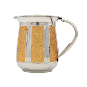 WC875 Wash Cup Stainless Steel With Gold Glitter vertical Stripes - 5.5"H