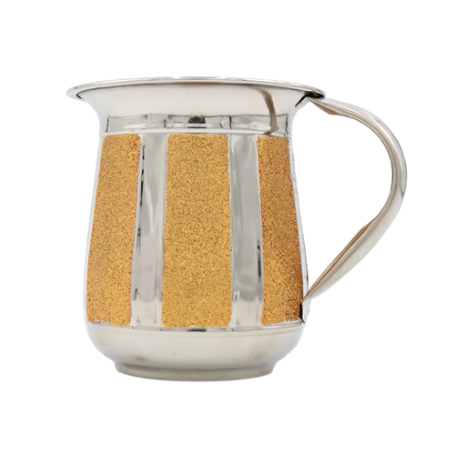 WC875 Wash Cup Stainless Steel With Gold Glitter vertical Stripes - 5.5