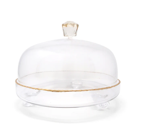 VCD4440 Clear Glass Dome With Amber Crystal Handle