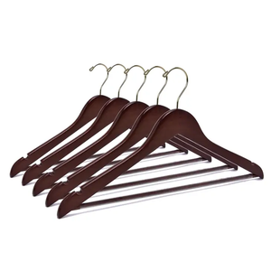 W010 Semi Curved Wooden Hangers, 17.5" Walnut-Gold