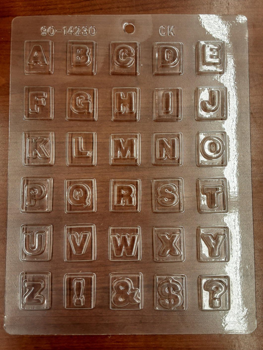 #90-14230 SQUARE ALPHABET MINT CHOCOLATE MOLD