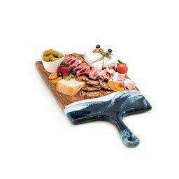 ACB-1020-NWM Large Acacia Cheese Boards - Navy | White | Metallic