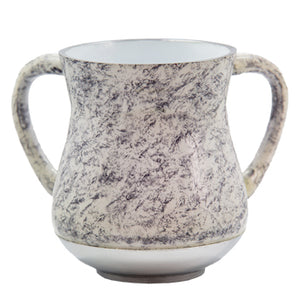 UK44039 An Elegant Aluminum Washing Cup 13 Cm -gray & White Marble