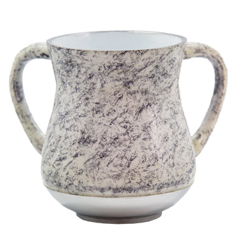 UK44039 An Elegant Aluminum Washing Cup 13 Cm -gray & White Marble
