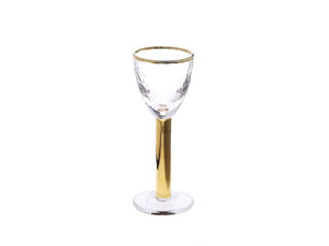 GLG1053 Set of 6 Footed Liquor Glasses with Gold Stem and Rim