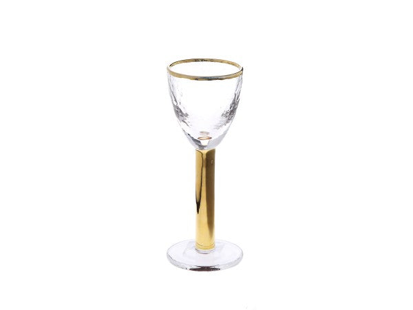 GLG1053 Set of 6 Footed Liquor Glasses with Gold Stem and Rim