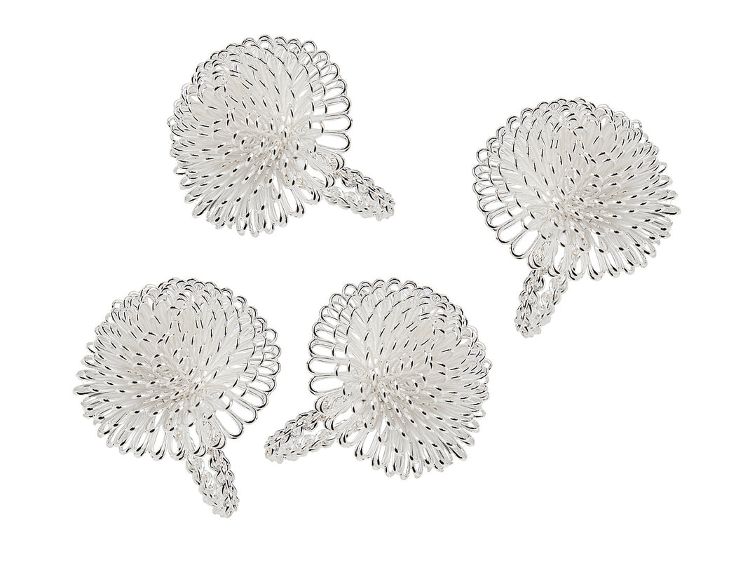 55108 S/4 Silver Aster Napkin Rings