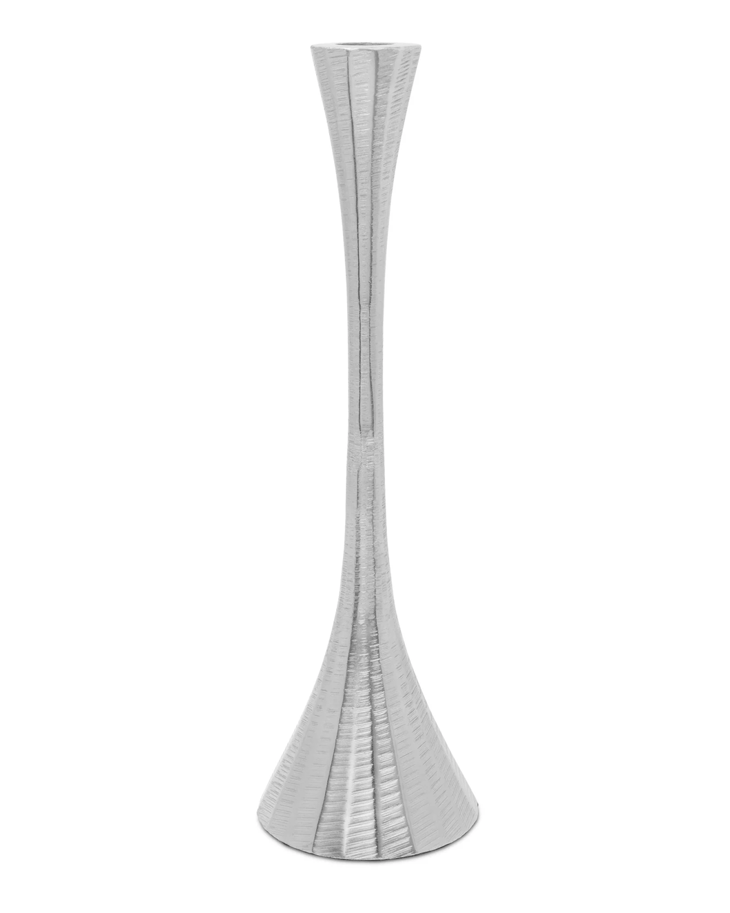 CH2225S Set of 2 Silver Geometric Candlesticks 12