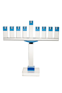 16378-B 19" Crystal menorah Blue