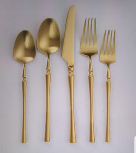 Good FSLM-1811GM TAJ Majestic Flatware Matte Gold Service For 4