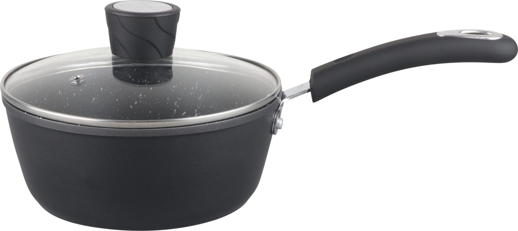 Millvado - Rainbow Non Stick Sauce Pan/W Glass Lid, Soft Grip Handle 1.75 Qt -