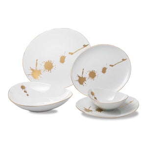 Loos Dinnerware Gold Service For 4